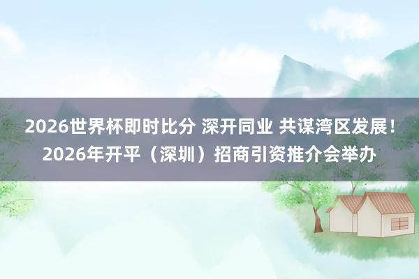 2026世界杯即时比分 深开同业 共谋湾区发展！2026年开平（深圳）招商引资推介会举办