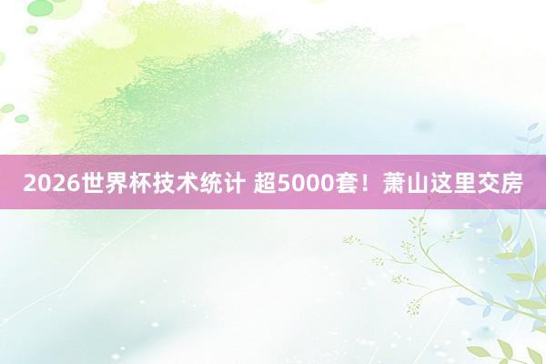 2026世界杯技术统计 超5000套！萧山这里交房