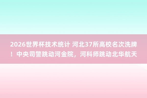 2026世界杯技术统计 河北37所高校名次洗牌！中央司警跳动河金院，河科师跳动北华航天