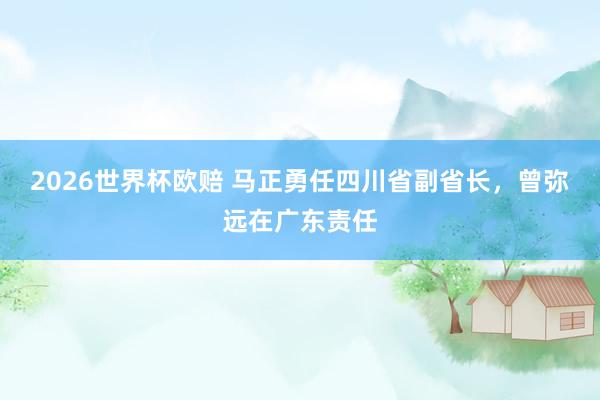 2026世界杯欧赔 马正勇任四川省副省长，曾弥远在广东责任