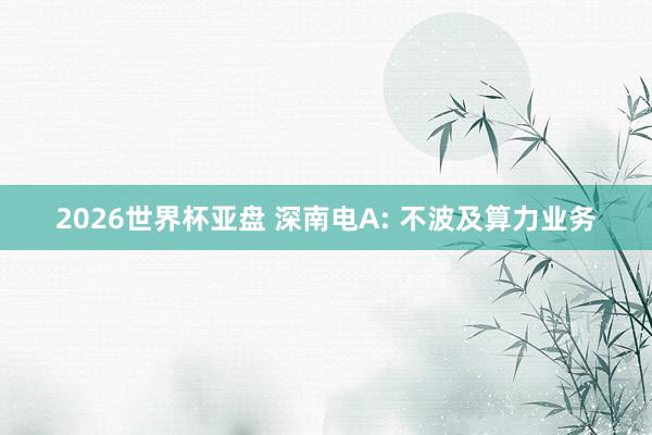 2026世界杯亚盘 深南电A: 不波及算力业务