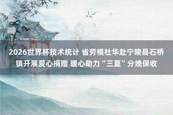 2026世界杯技术统计 省劳模杜华赴宁陵县石桥镇开展爱心捐赠 暖心助力“三夏”分娩保收