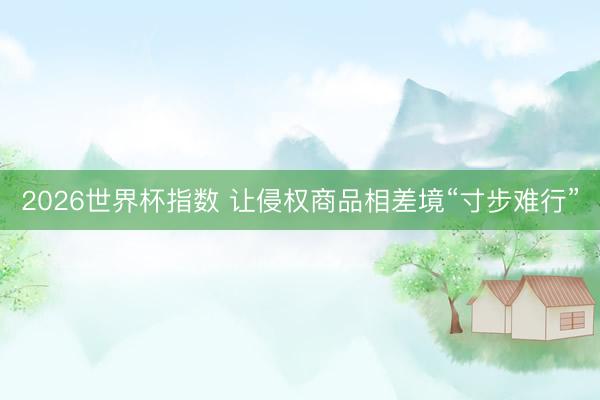 2026世界杯指数 让侵权商品相差境“寸步难行”