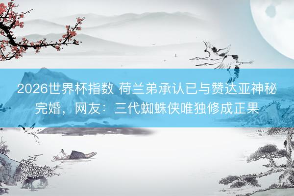 2026世界杯指数 荷兰弟承认已与赞达亚神秘完婚,网友:三代蜘蛛侠唯独修成正果